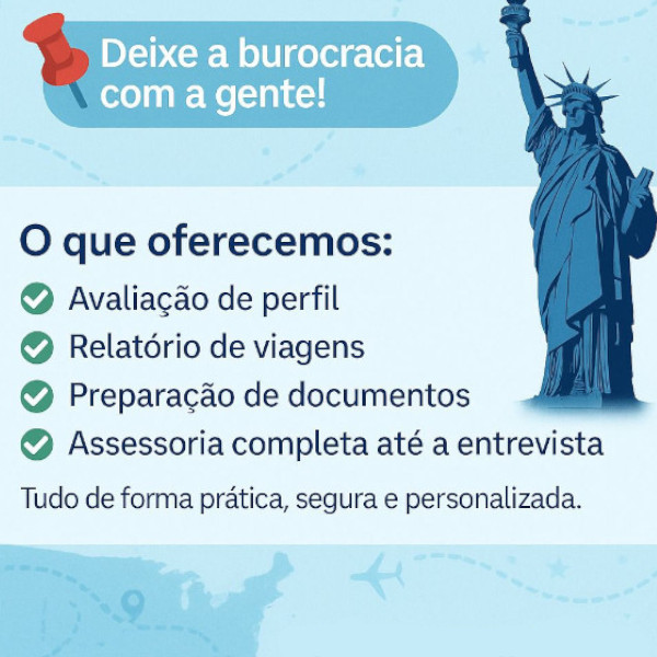 Passaportes e visto americano simbolizando a viagem
